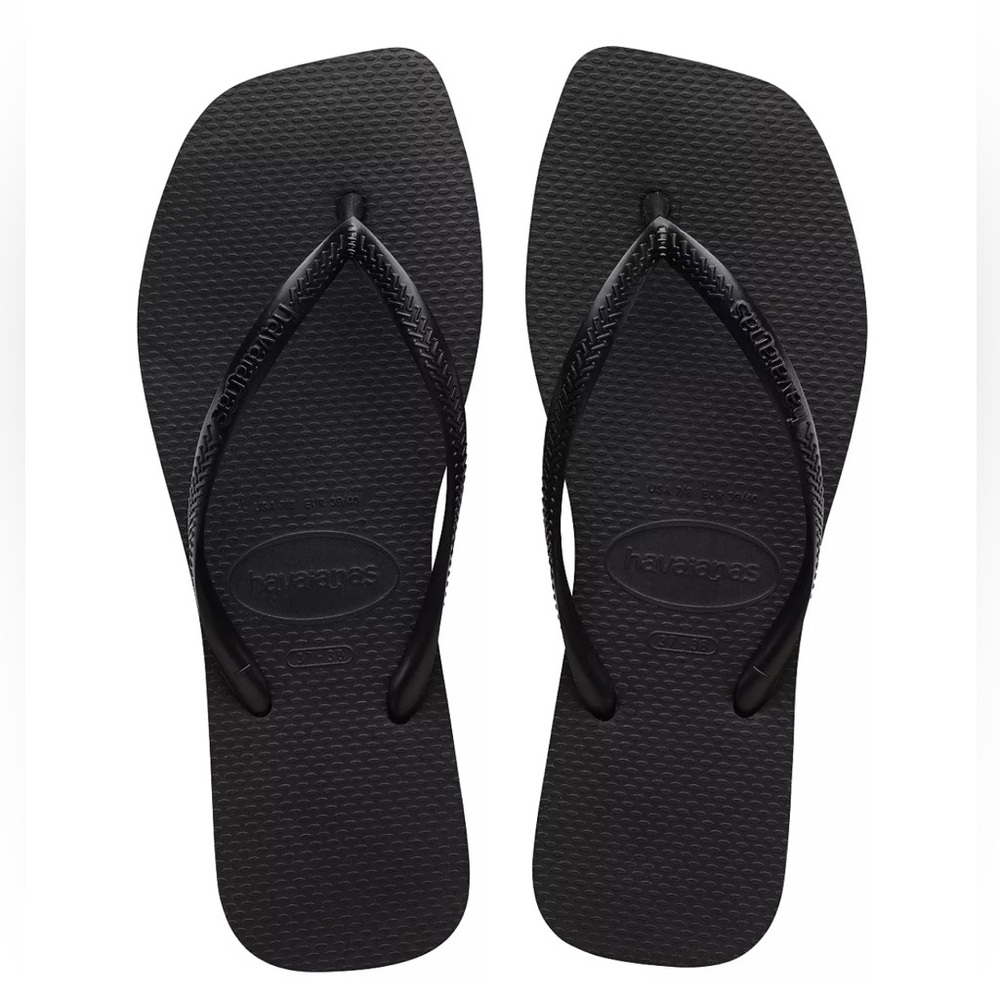 BNWT Havaianas Slim Square Sandals / Flip-Flops Size 9/10 in Black